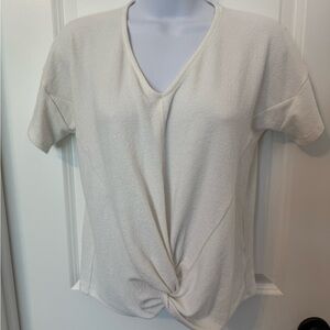 Harper Cream Short Sleeve Tie Front Tee
